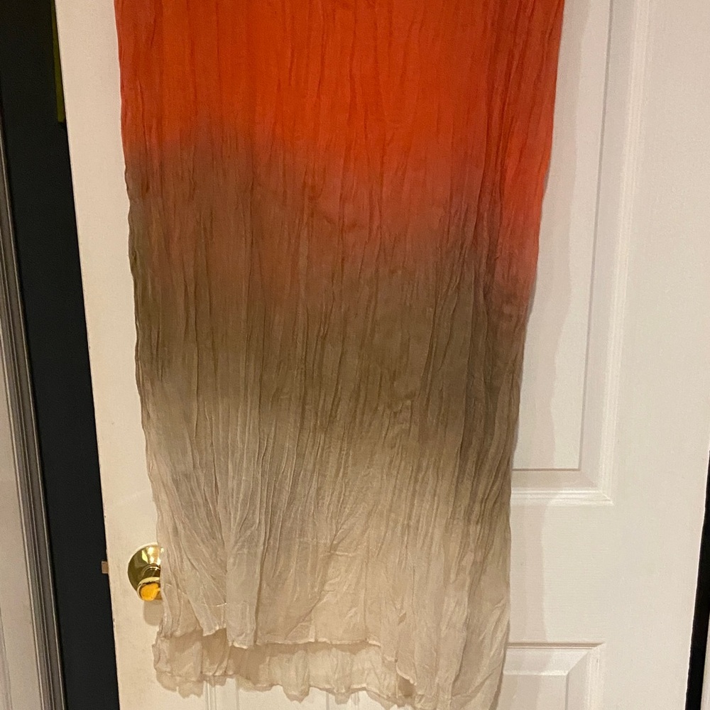 Chico's Vibrant Orange and Tan Scarf - Picture 5 of 5